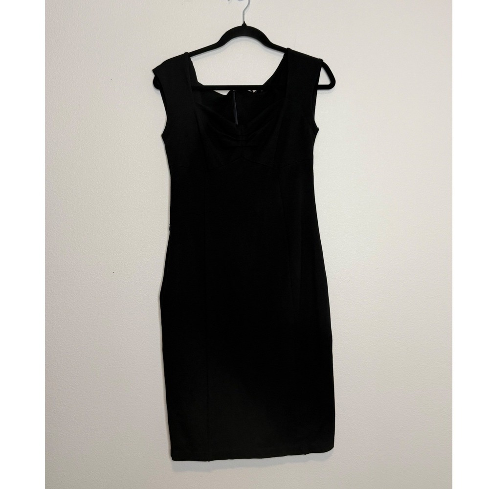 Betabrand Black Sleeveless Sheath Dress Sweetheart Neckline Ponte Knit Medium - Picture 1 of 6